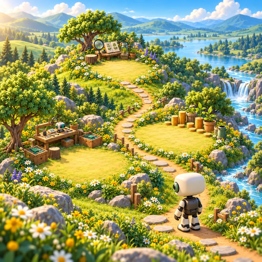 Three meadow clearings for Technology, Finance and Science connect along QURI's question trail